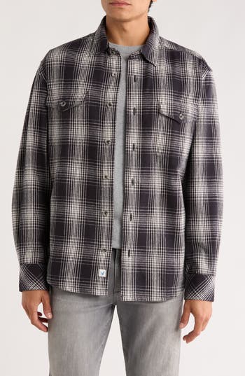 James Campbell Mccall Plaid Overshirt In Black