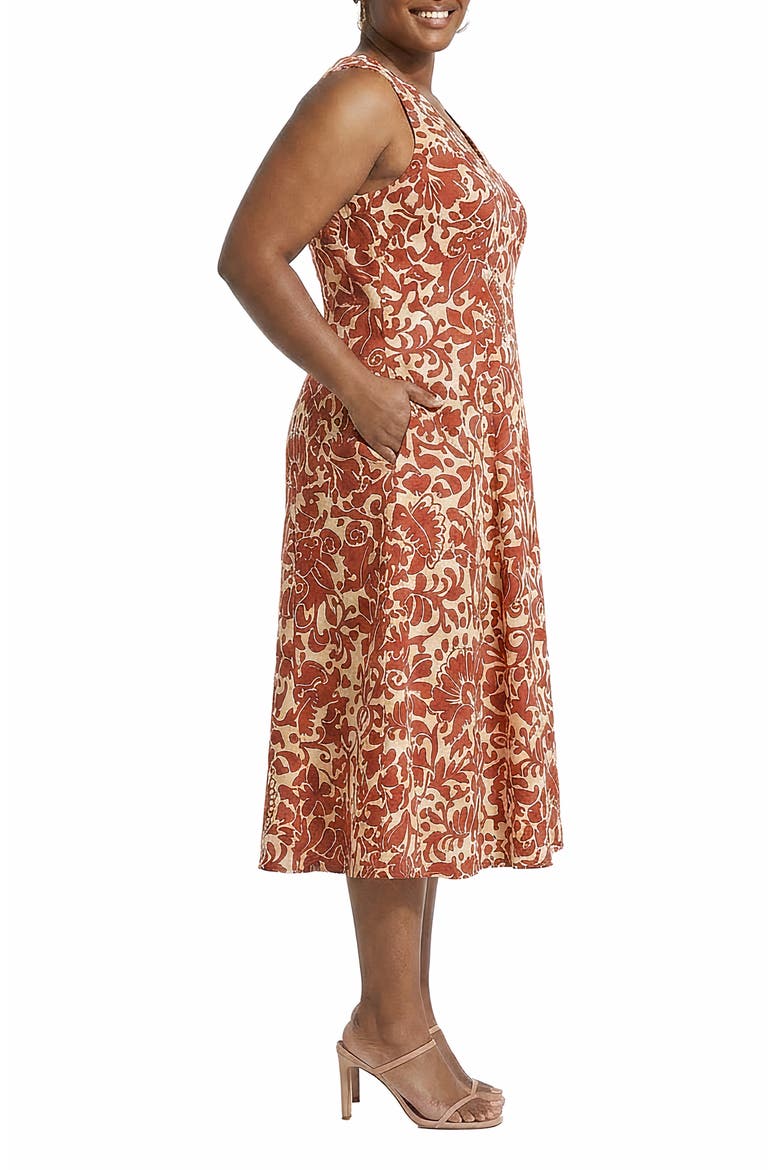 Sleeveless Godet A-Line Dress, Alternate, color, CREAM/ PICANTE