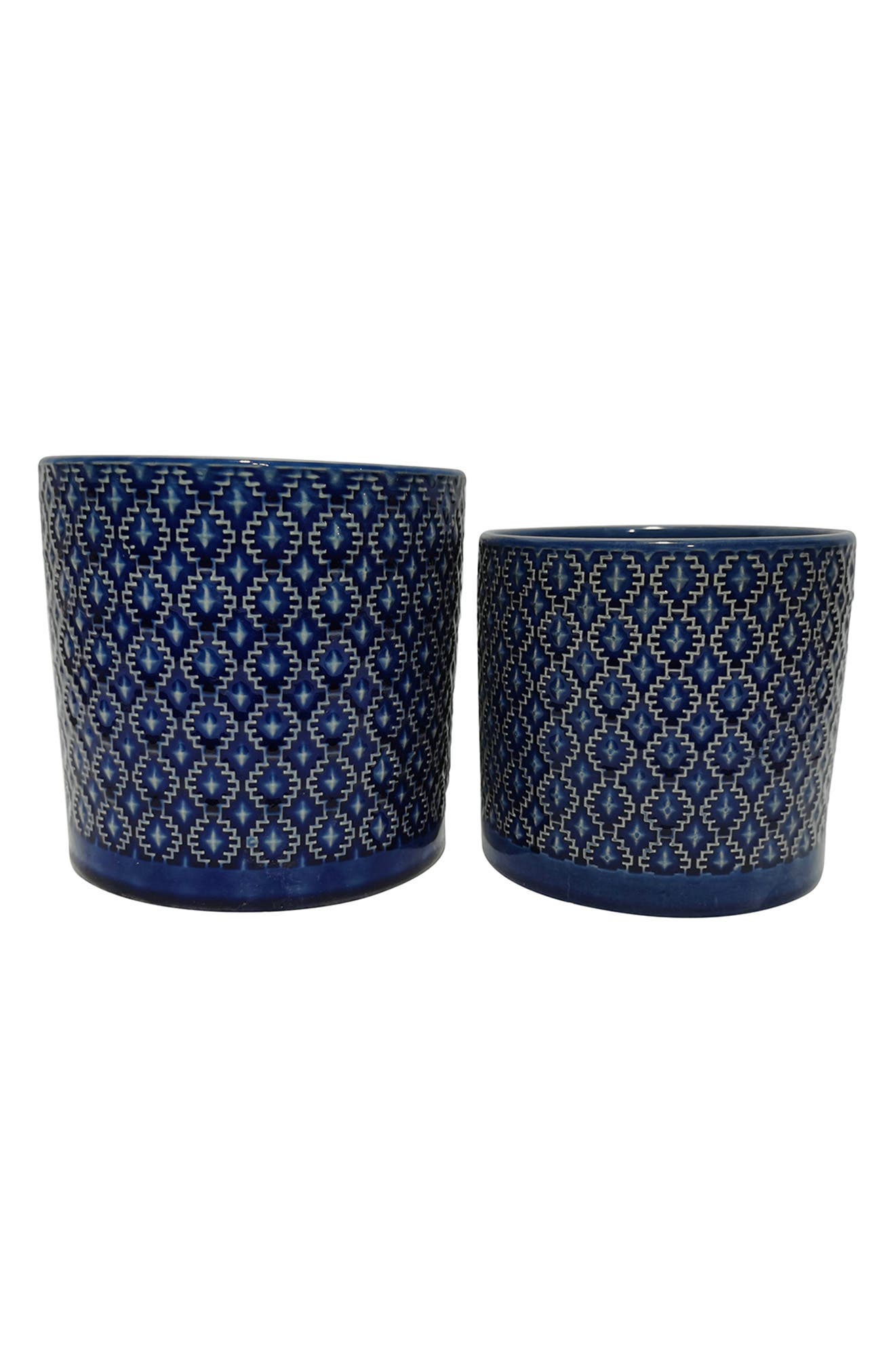 DREW ROSE DESIGNS Diamond Pattern Ceramic Planter - Set of 2 ...