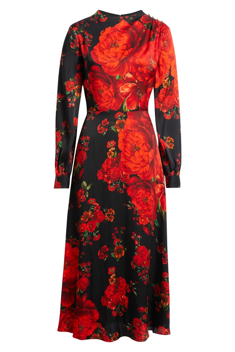 The Valerie Print Long Sleeve Silk Blend Maxi Dress, Alternate, color, BLEEDING LOVE