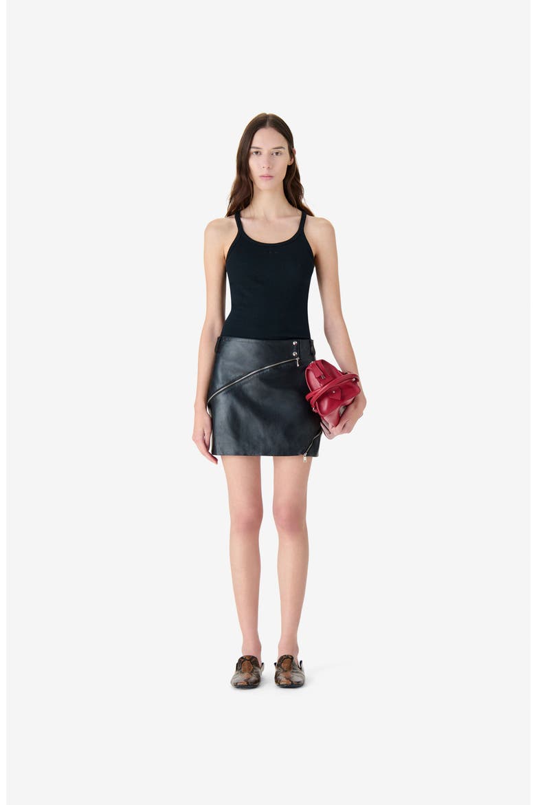 Marinar Leather Skirt, Main, color, Black