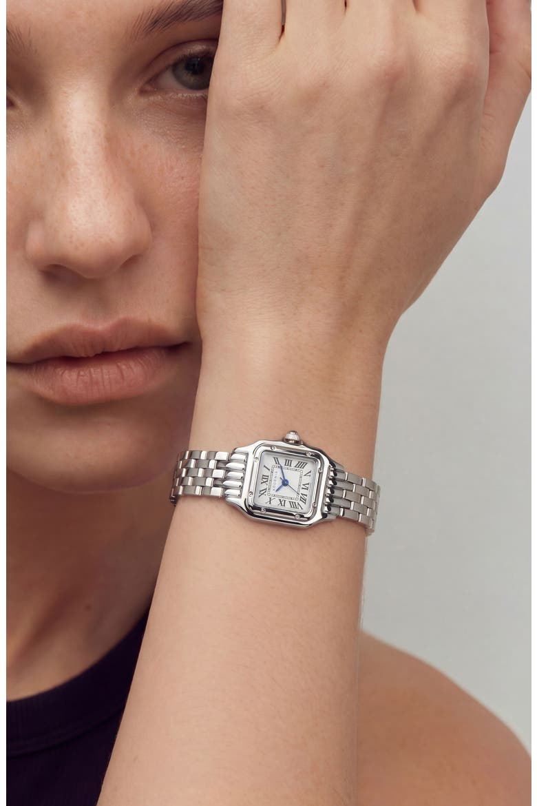 Paris Bracelet Strap Watch, 22mm, Alternate, color, SILVER/WHITE