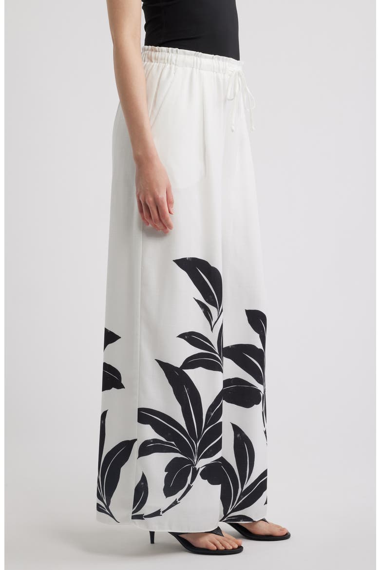 Vera Tie Waist Floral Print Wide Leg Pants, Alternate, color, IVORY MULTI