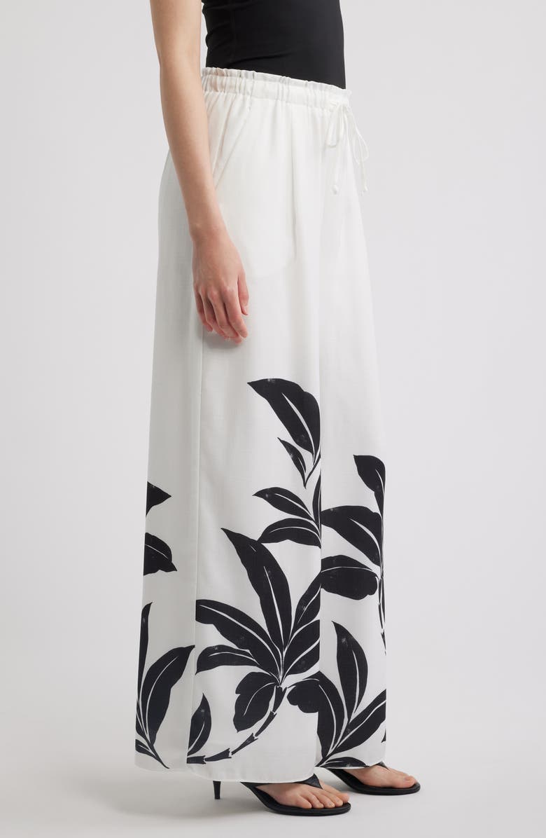KOBI HALPERIN Vera Tie Waist Floral Print Wide Leg Pants, Alternate, color, Ivory Multi