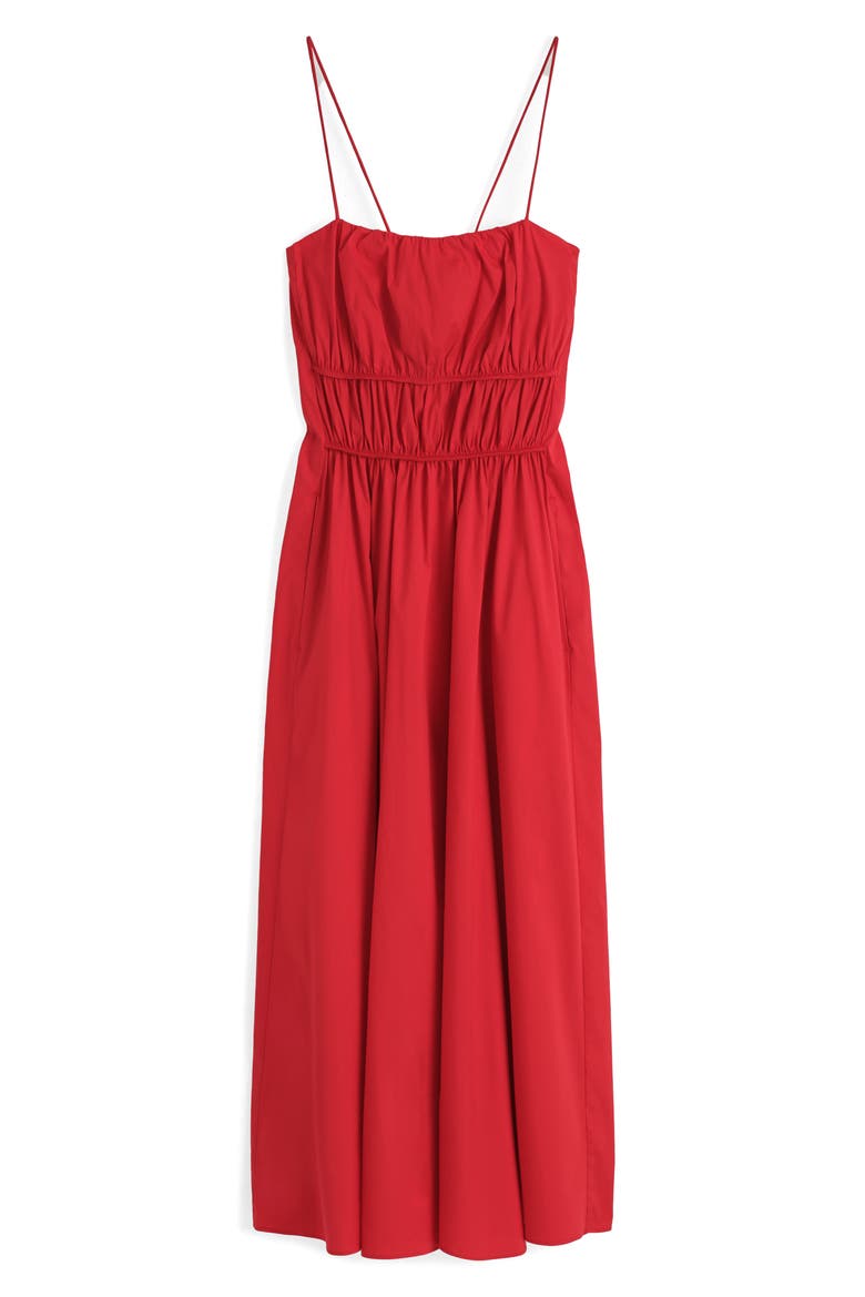 Gathered Waist Midi Dress, Main, color, RED BRIGHT