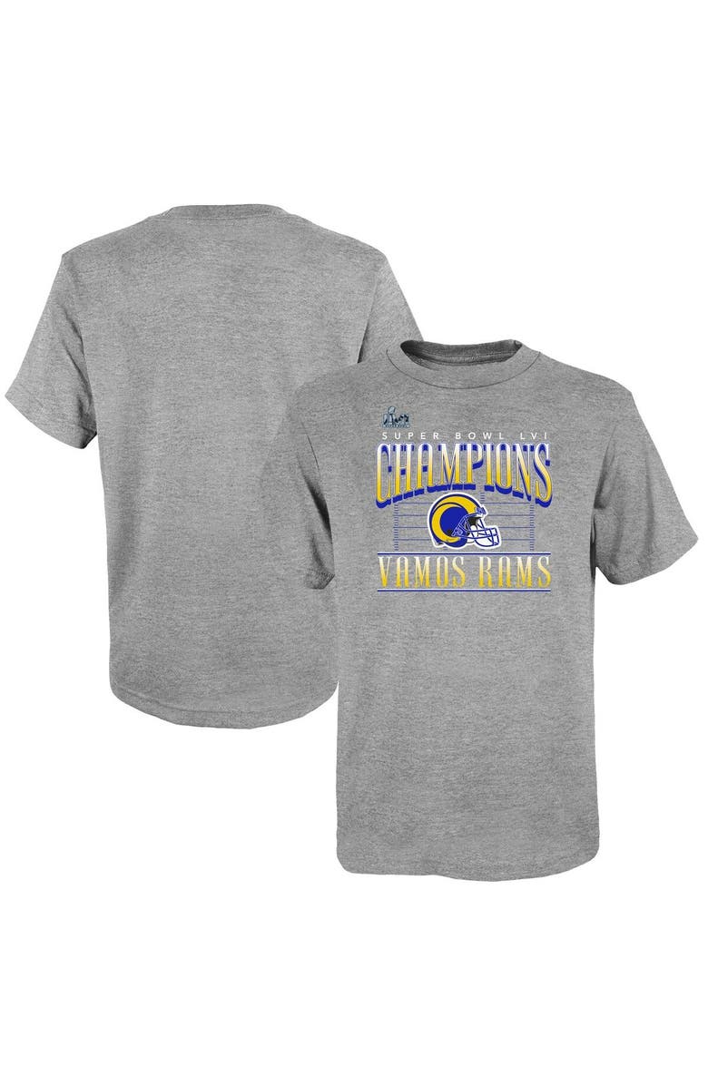 FANATICS Youth Fanatics Branded Heathered Gray Los Angeles Rams Super Bowl LVI Champions Game Plan Hometown T-Shirt, Main, color, 