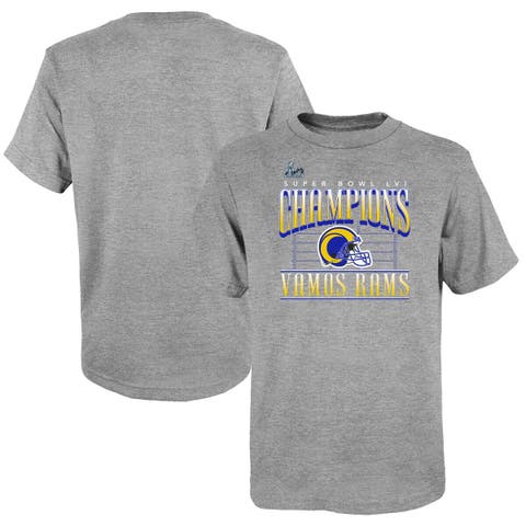 Youth Fanatics Branded Heathered Gray Los Angeles Rams Super Bowl LVI Champions Game Plan Hometown T-Shirt