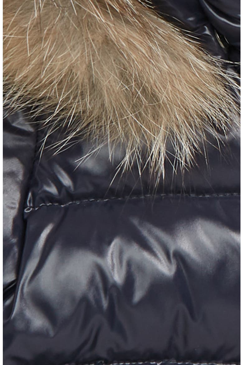 K2 Water Resistant Hooded Down Jacket with Genuine Fox Fur Trim, Alternate, color, NAVY