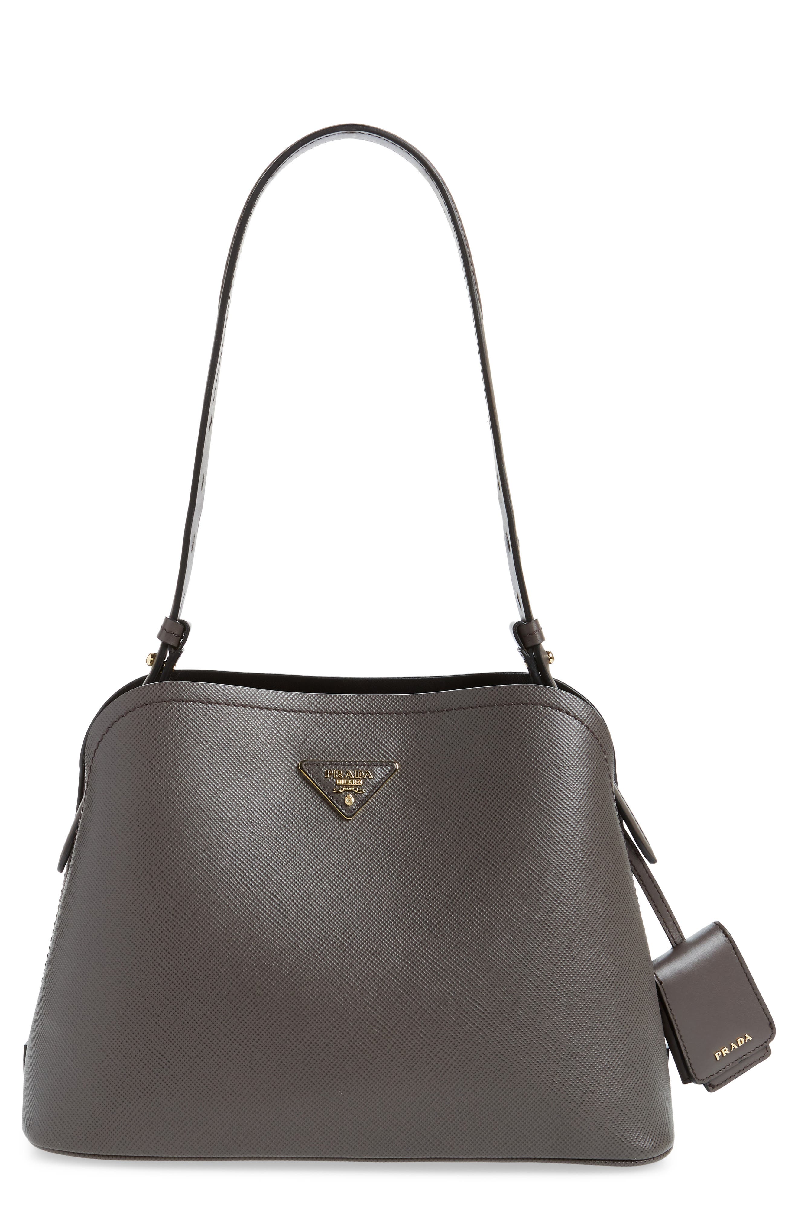 Prada Small Promenade Saffiano Calfskin Shoulder Bag, Main, color, 