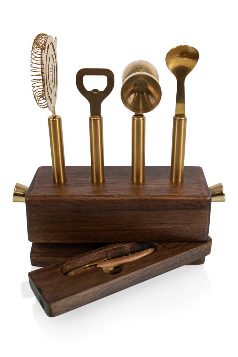 Sidecar 5-Piece Bar Tool Set, Alternate, color, BROWN