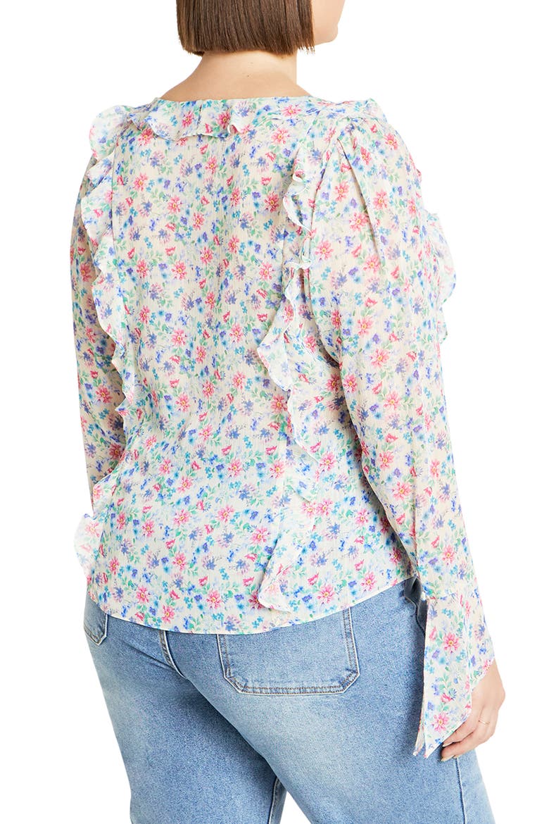 Lidia Floral Ruffle Long Sleeve Chiffon Top, Alternate, color, DELICATE DITSY