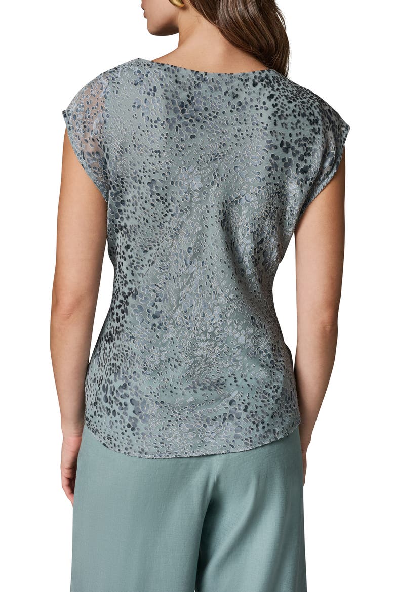 Dot Burnout V-Neck Top, Alternate, color, WATERLILY COMBO