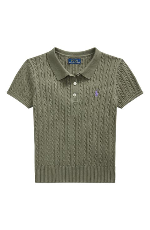 Kids' Cable Knit Cotton Polo