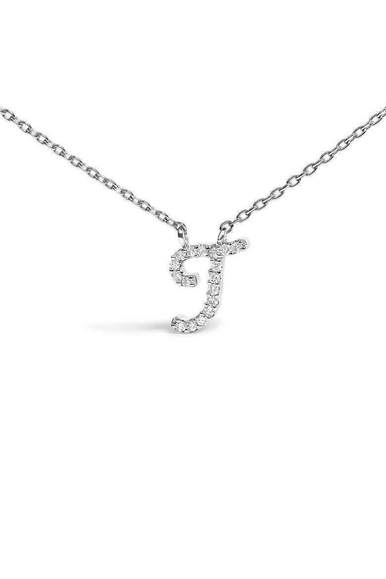 10K Gold Diamond Accent  A-Z Initial Script Style Pendant Necklace, Alternate, color, White | T