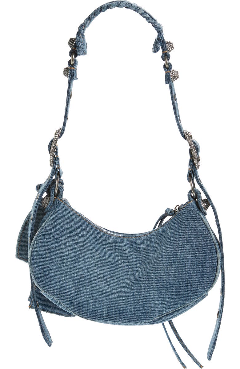 Balenciaga Extra Small Cagole Denim Shoulder Bag, Alternate, color,
