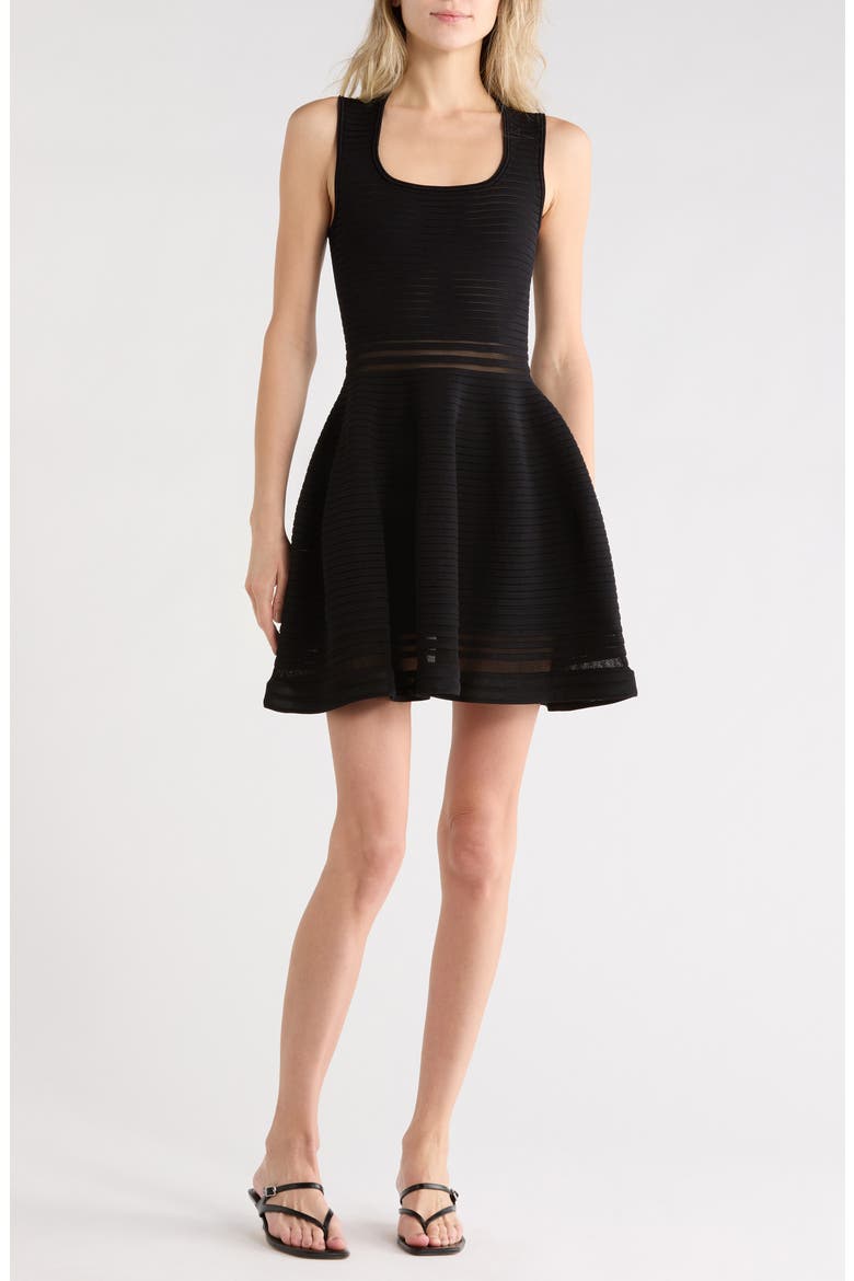 Lottie Sleeveless Ottoman Sweater Minidress, Main, color, BLACK