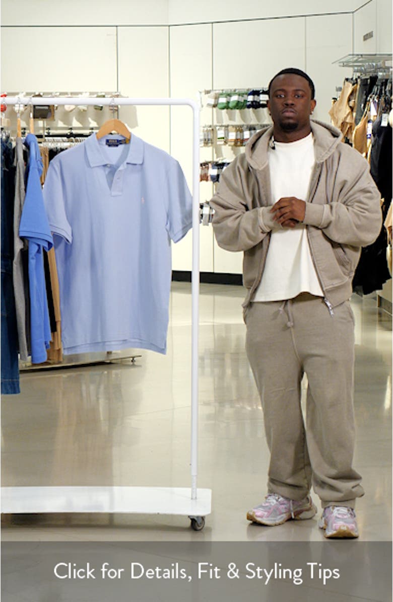 Classic Fit Solid Blue Cotton Piqué Polo, sales video thumbnail