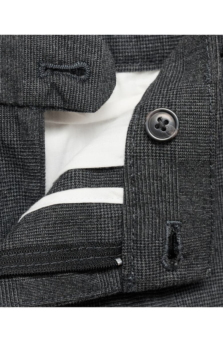 MANGO Regular Fit Navy Flat Front Textured Stretch Cotton Pants, Alternate, color,