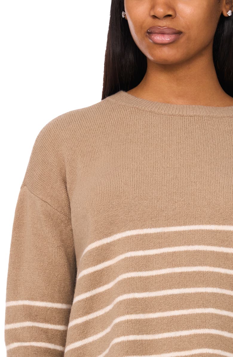 CeCe Stripe Sweater, Alternate, color, Dusty Taupe