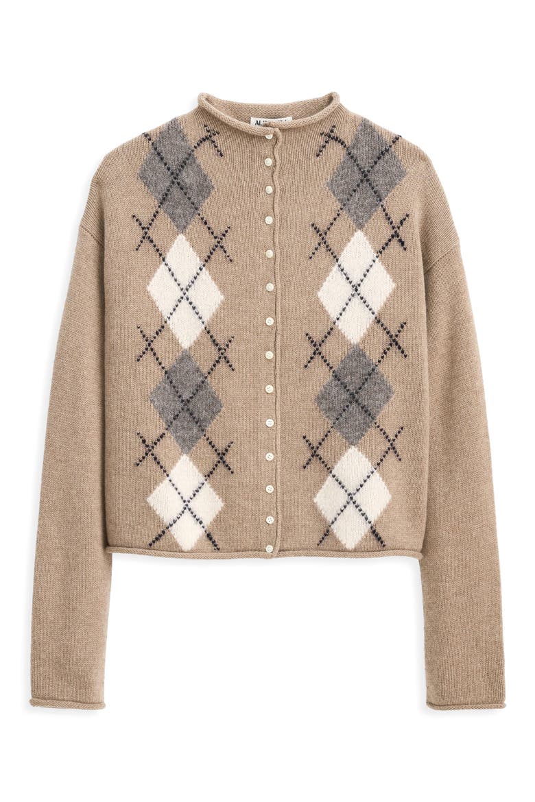 Taylor Argyle Wool Blend Cardigan, Alternate, color, OATMEAL