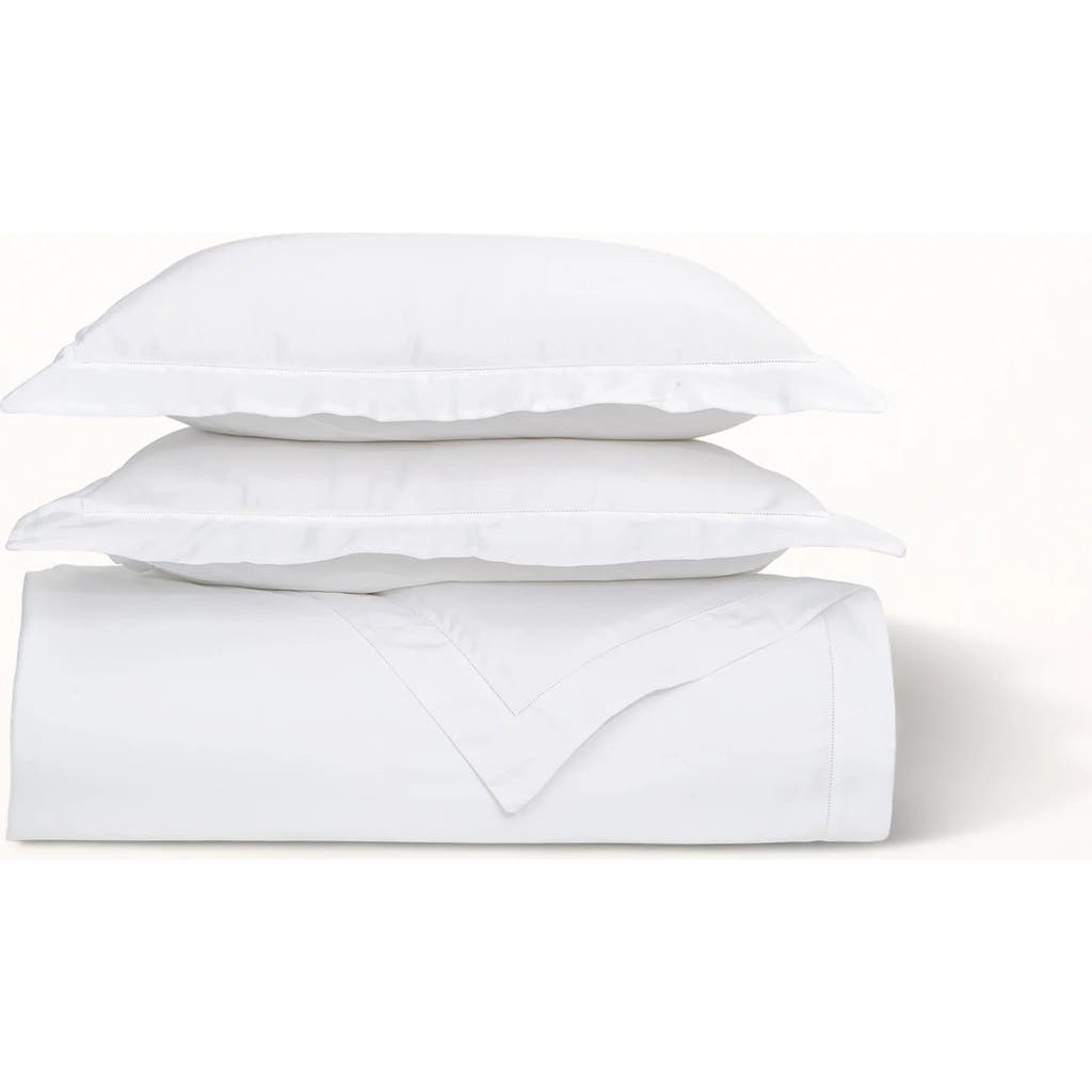 Ela Lane Usa Signature Sateen Hemstitched Duvet Cover In White