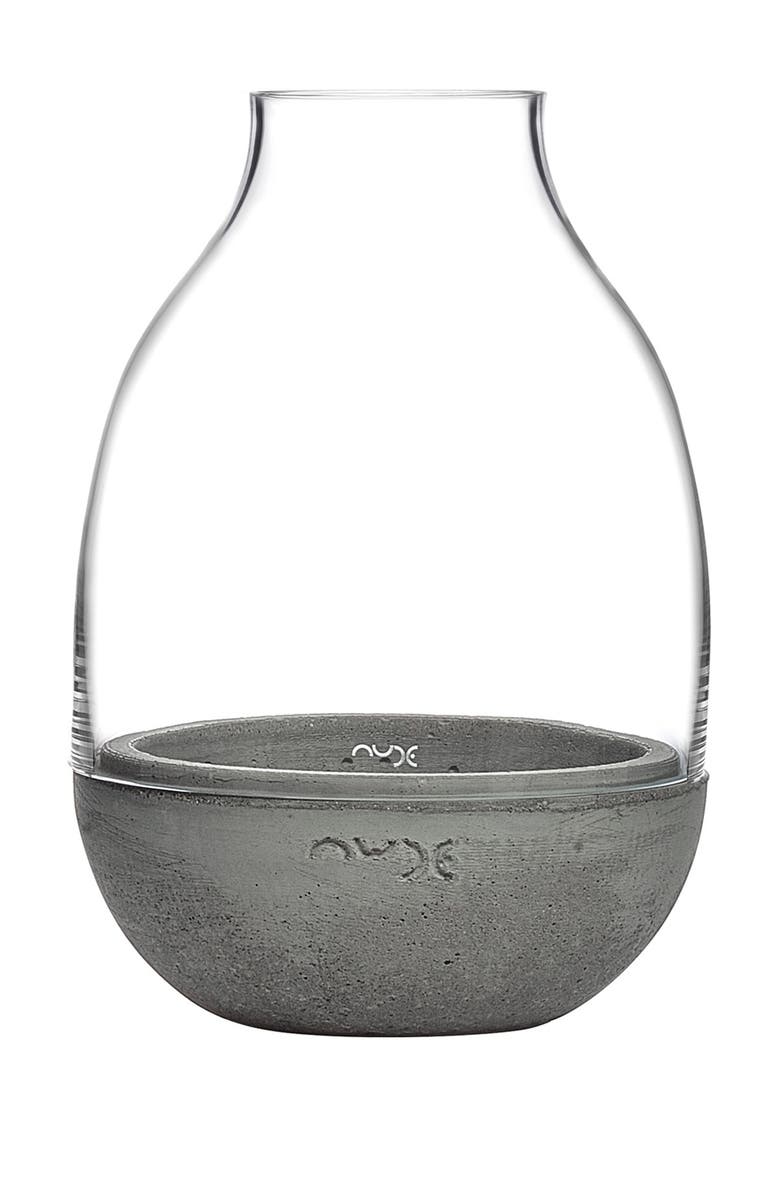 NUDE Eden Mini Terrarium - Clear with Moulded Concrete Base, Main, color,