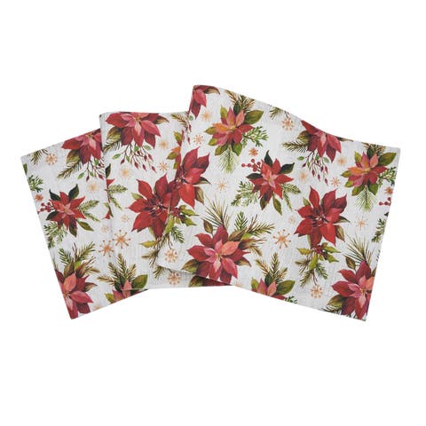 Poinsettia Christmas Table Runner 14" x 72"