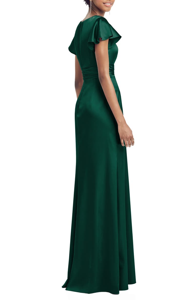 Social Bridesmaids V-Neck Satin Trumpet Gown, Alternate, color, 