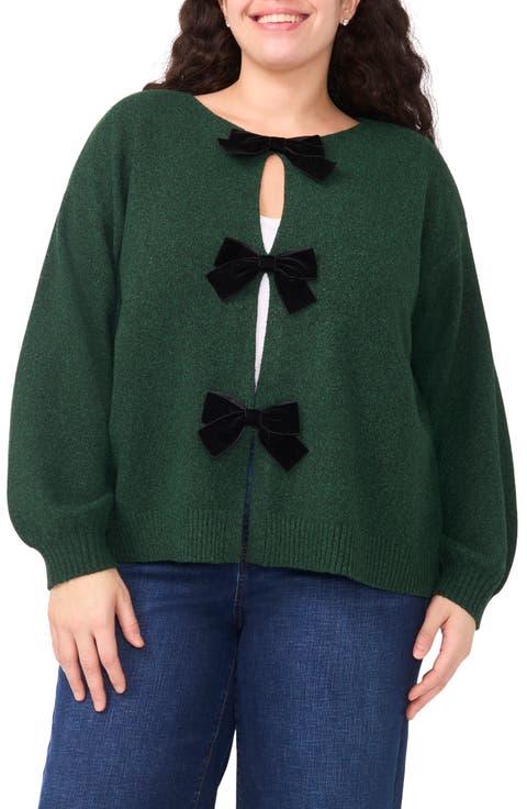 Velvet Bow Closure Cardigan