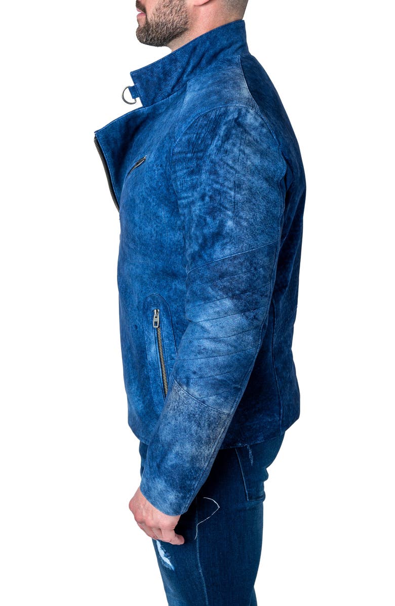 Maceoo Gene Blue Leather Jacket, Alternate, color, 