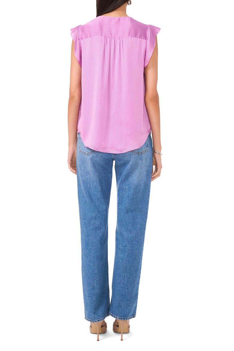 Tonal Satin Stripe Flutter Sleeve Top, Alternate, color, DUSTY LAVENDER