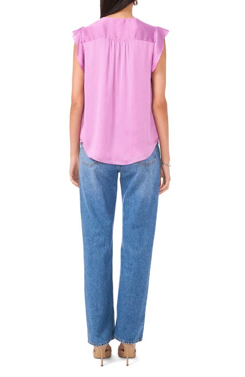 VINCE CAMUTO VINCE CAMUTO TONAL SATIN STRIPE FLUTTER SLEEVE TOP 