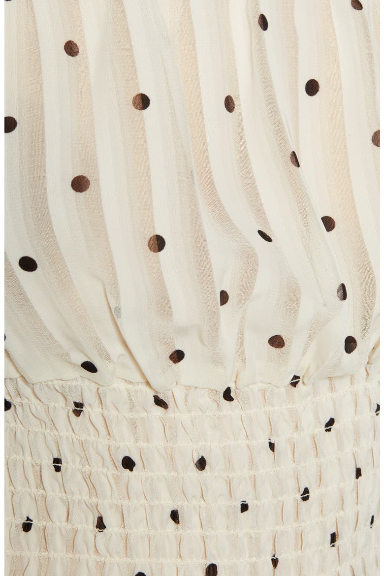 Off the Shoulder Smocked Top, Alternate, color, IVORY BLACK DOT
