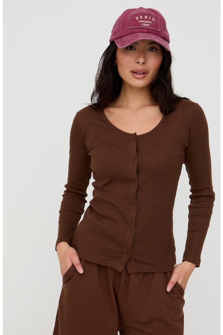 Organic Cotton Nora Long Sleeve Top, Alternate, color, Brown