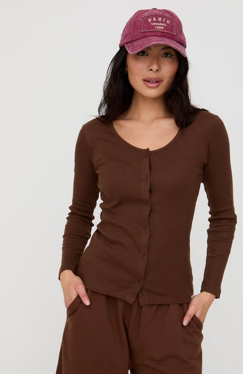 Turtledove London Organic Cotton Nora Long Sleeve Top In Brown