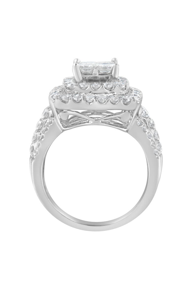 14KT White Gold 2 1/4 Cttw Round and Princess Diamond Ring, Alternate, color, White Gold