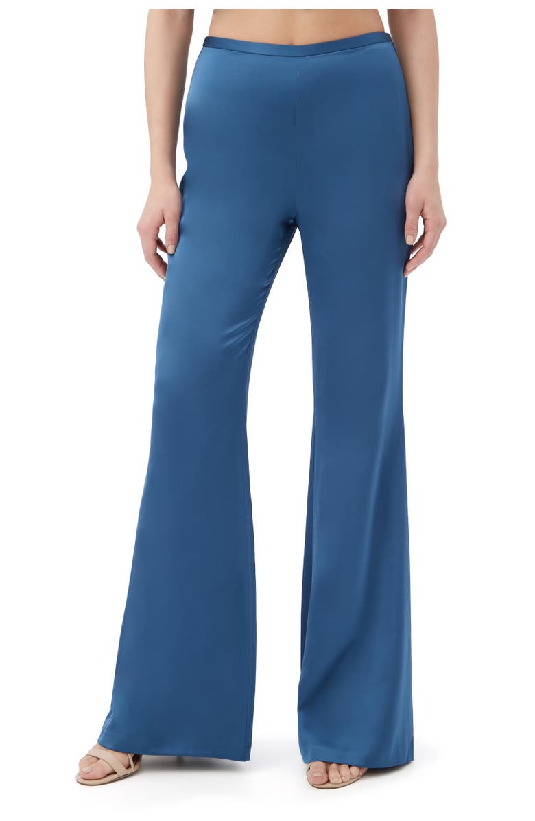 Trina Turk Anmitsu Satin Flare Leg Pant, Alternate, color, Sumi Blue