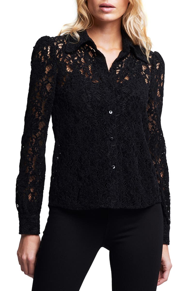 L'AGENCE Jenica Lace Button-Up Shirt, Main, color,