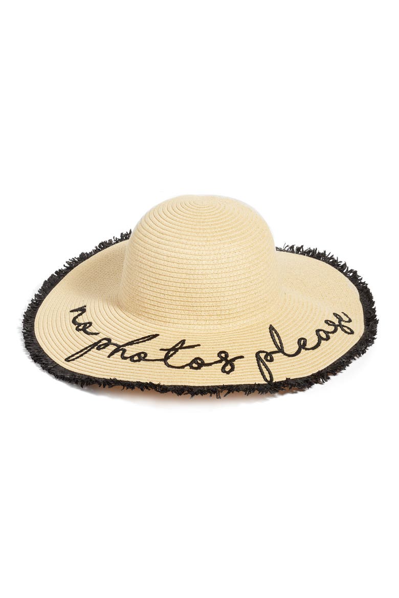 No Photos Please Floppy Straw Hat, Main, color, NATURAL/ BLACK