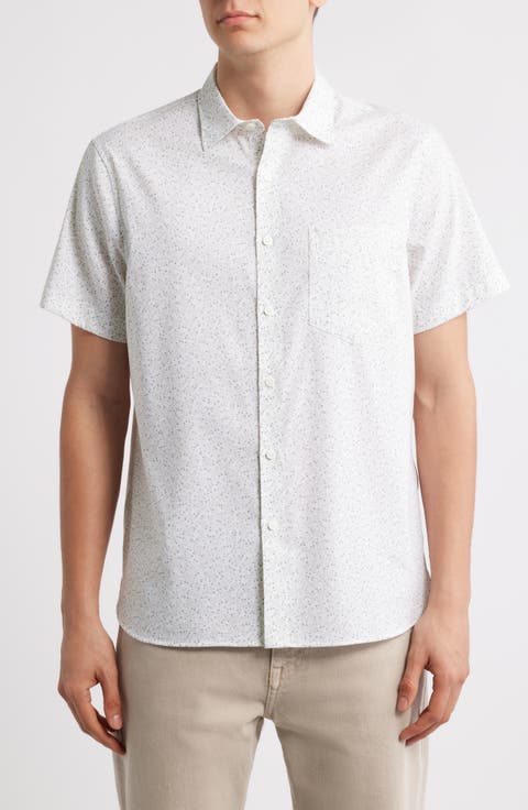 Floral Short Sleeve Stretch Button-Up Shirt