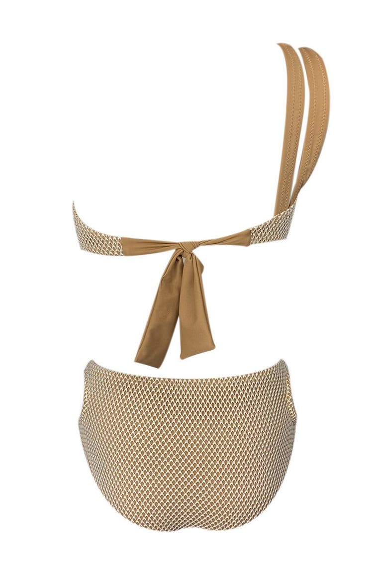 Kids' Double Strap Mesh Design Two-Piece Swimsuit, Alternate, color, Beige