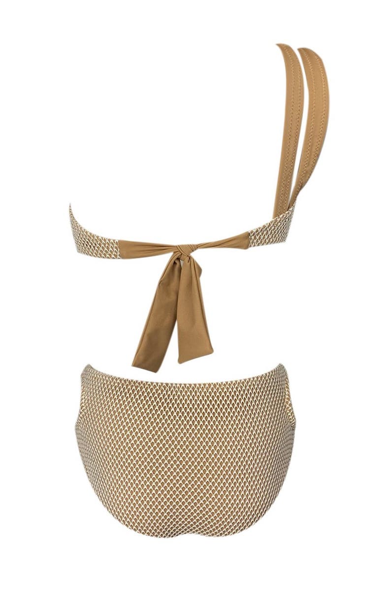 NESSI BYRD Kids' Double Strap Mesh Design Two-Piece Swimsuit, Alternate, color, Beige