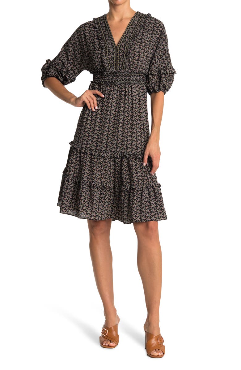 MAX STUDIO V-Neck Empire Waist Dress, Main, color, 