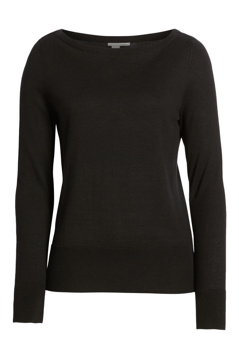 Boat Neck Sweater, Alternate, color, BLACK
