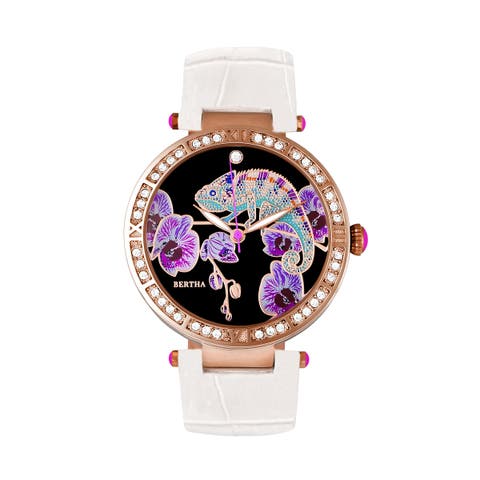 Camilla Mother-Of-Pearl Leather-Band Watch
