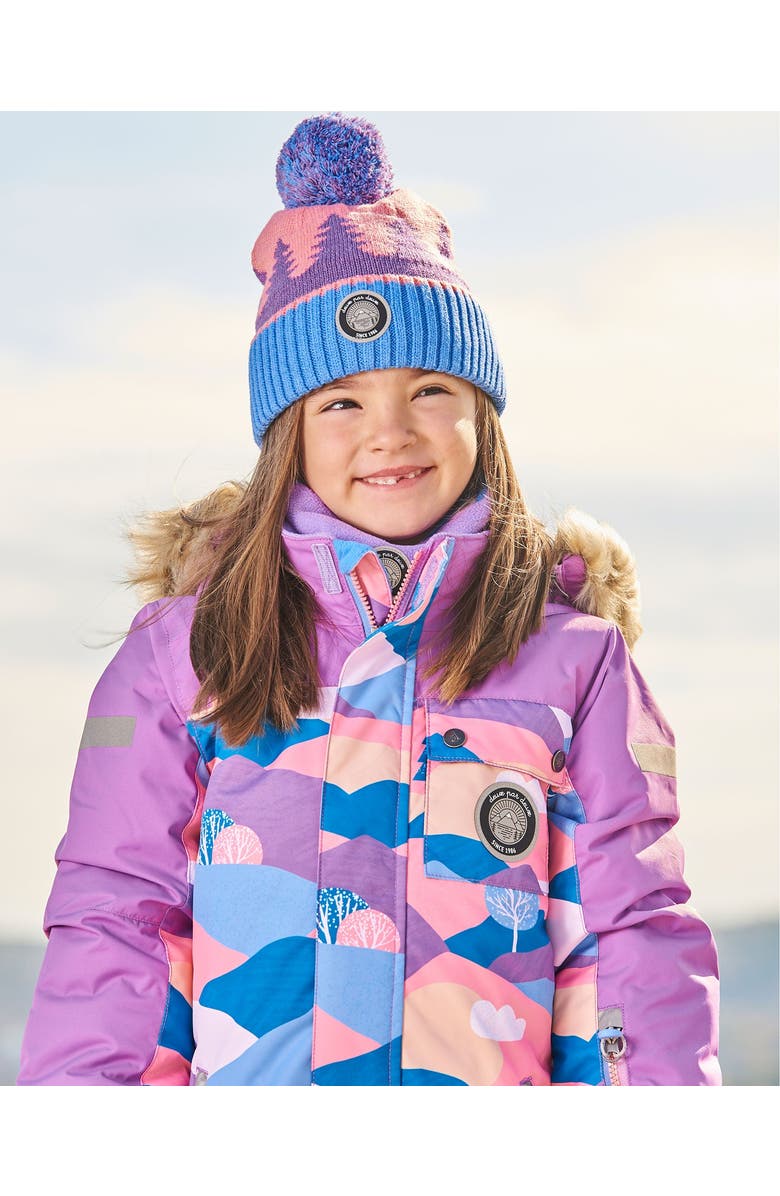Deux par Deux Girl's Knit Hat Mauve Pine And Blue, Alternate, color,