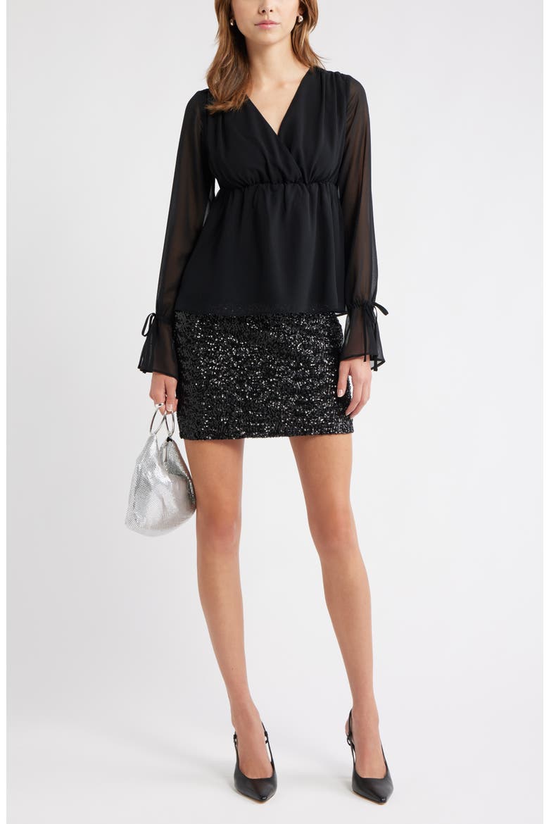 Babydoll Chiffon Top, Alternate, color, BLACK