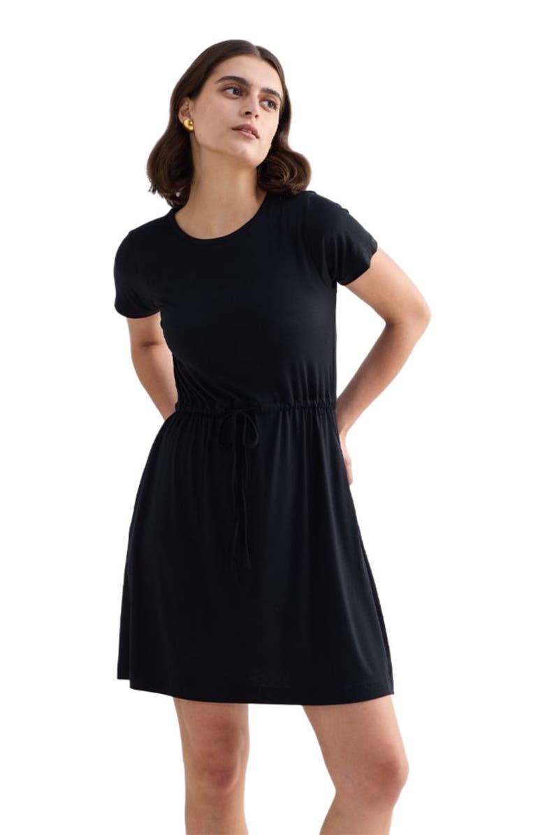 Reistor Drawstring Short T-shirt Dress in Black, Alternate, color, Black