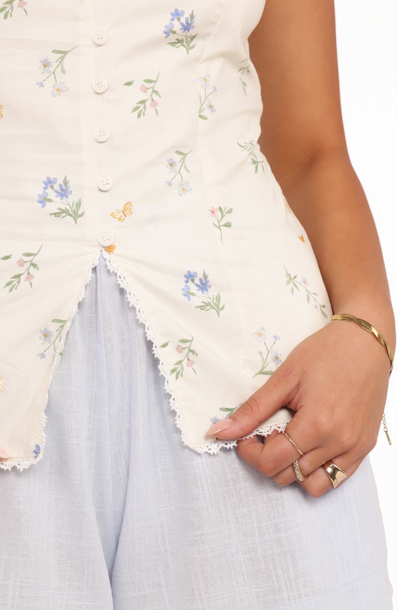 Petal & Pup Ana Floral Embroidered Lace Trim Split Front Top, Alternate, color, 