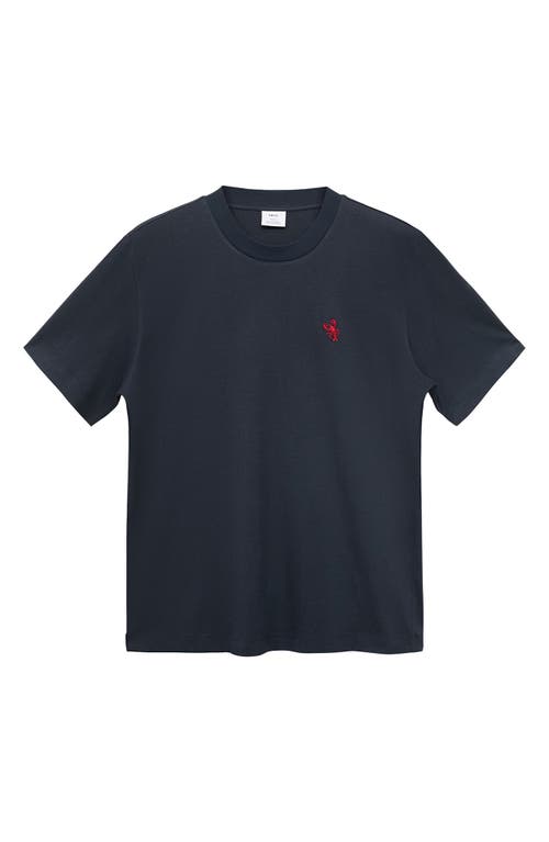 Mango Shellfish Embroidery Crewneck T-shirt In Blue